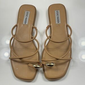 Steve Madden Tan and Gold Strappy Sandals
